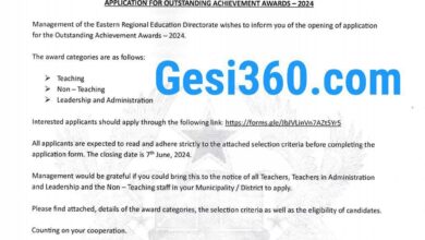 Apply for the Outstanding Achievement Award GES/ Eastern Regional Education Directorate