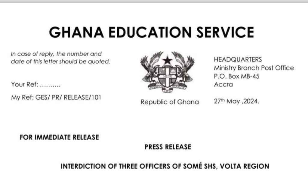 GES Interdicts Three Officers of SOMÉ SHS