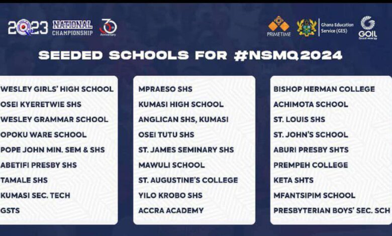 2023 List of Seeded Schools For NSMQ 2024