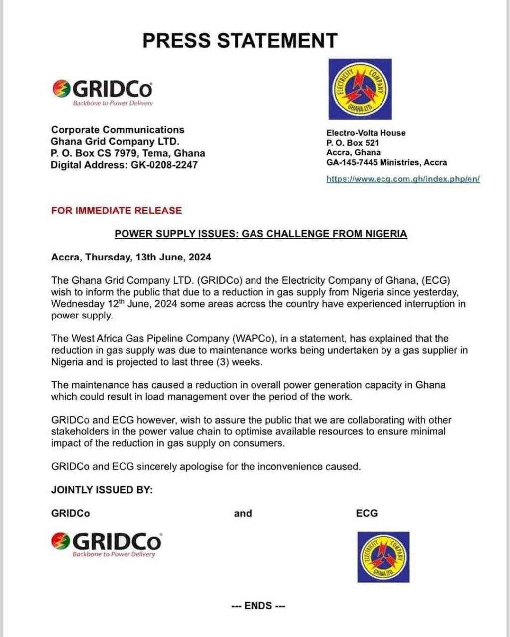 Dumsor Alert by GRIDCO and ECG