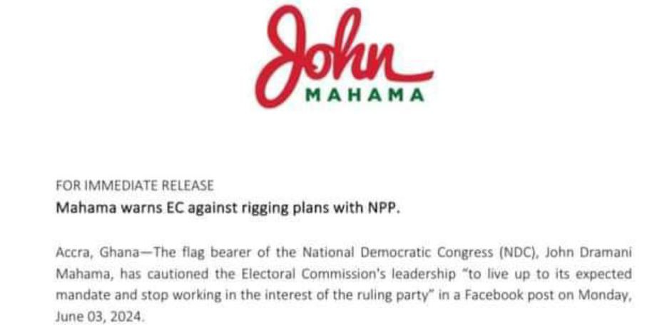 John Mahama Warns EC Against Rigging Plans with NPP