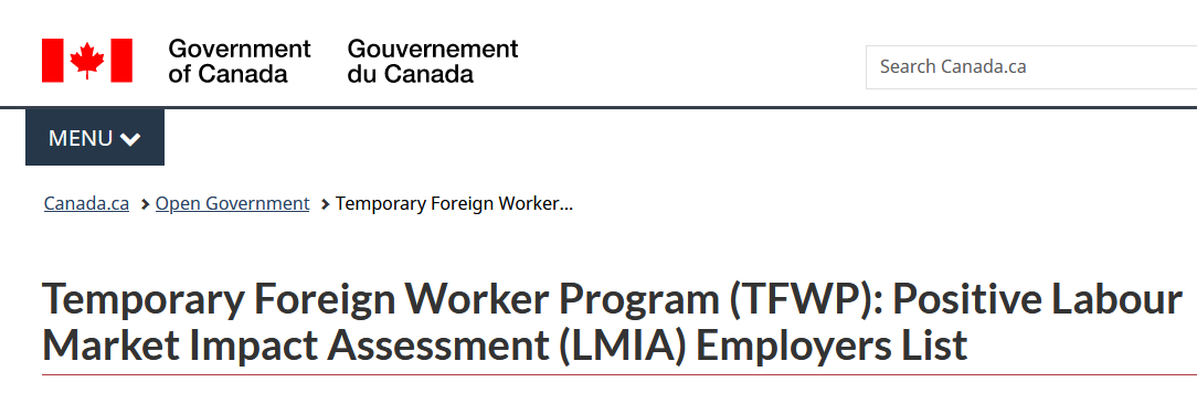 Job Bank Canada for foreigners with LMIA List