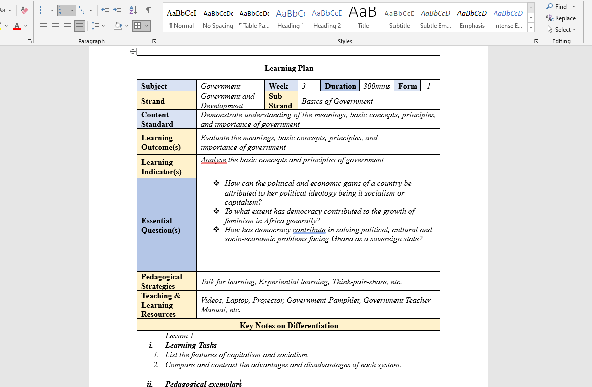 Download Complete Populated Learning Planner GOVERNMENT SHS/SHTS/STEM