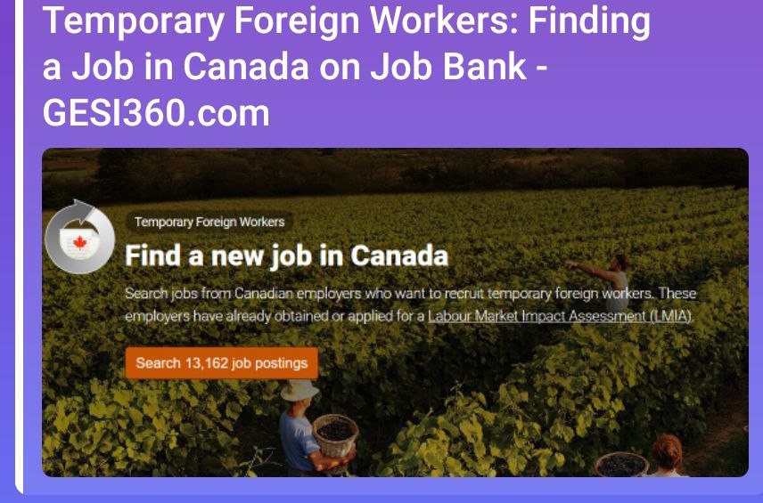 Temporary Foreign Workers: Finding a Job in Canada on Job Bank