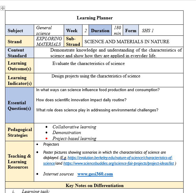 Download Complete Populated Learning Planner General Science SHS/SHTS/STEM in Weeks