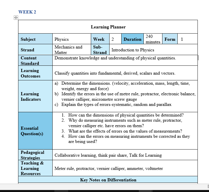 Download Complete Populated Learning Planner PHYSICS SHS/SHTS/STEM in Weeks