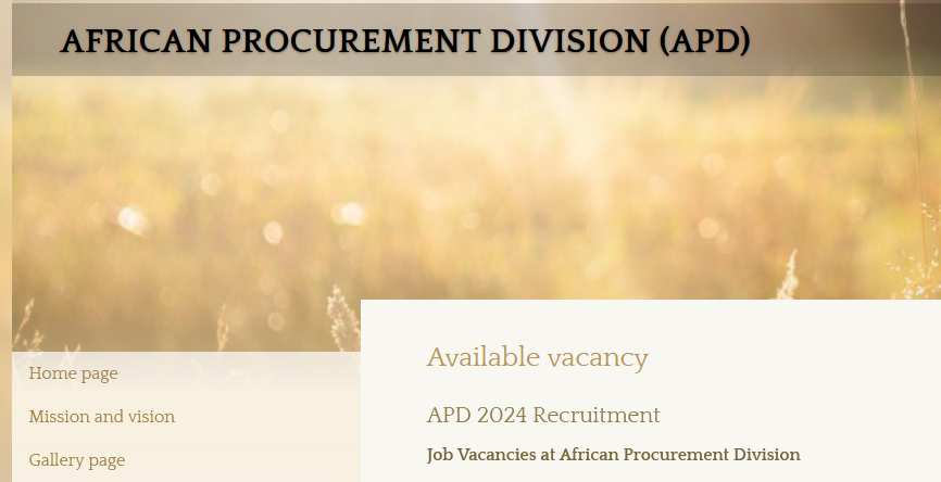 Job Opportunities at African Procurement Division (APD) – Several Job Positions