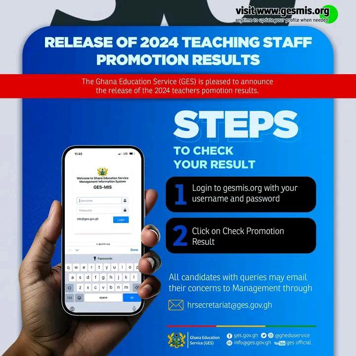 Release of 2024 GES Teaching Staff Promotion Result Check