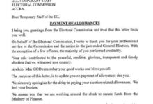 Electoral Commission Ghana Announces Allowance and Feeding Payments for Temporary Staff