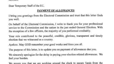 Electoral Commission Ghana Announces Allowance and Feeding Payments for Temporary Staff