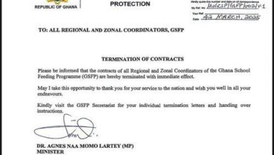 Breaking News: Termination of Contracts for Regional and Zonal Coordinators of the Ghana School Feeding Programme (GSFP)